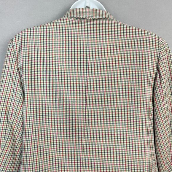 Vintage Plaid Blazer 90s Women Patch Pockets Liz Sport Button-Up Quirky Petite 2 - Picture 5 of 12